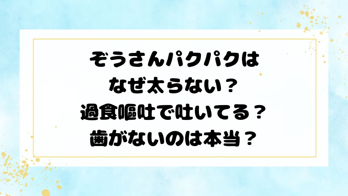 ぞうさんパクパクはなぜ太らない？過食嘔吐で吐いてる？歯がないのは本当？