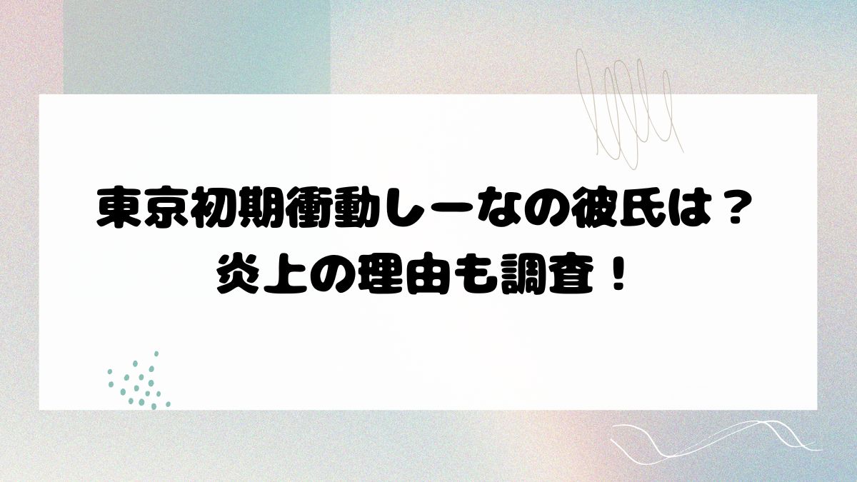 東京初期衝動しーなの彼氏は？炎上の理由も調査！